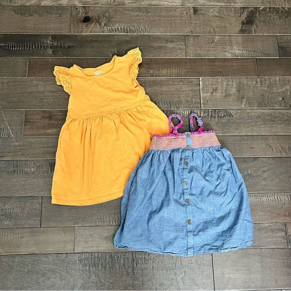 Cat & Jack Yellow and Blue Kids Dress Bundle Lot 4T